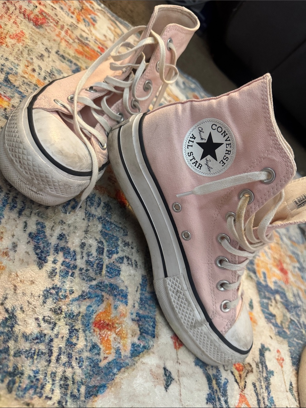 Converse Chuck Taylor All Star High Top Pink Canvas Sneakers Platform SZ 7